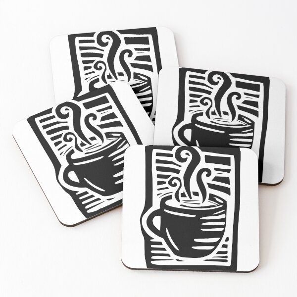 Item preview, Coffee cappuccino latte linoprint designed and sold by petalecho.