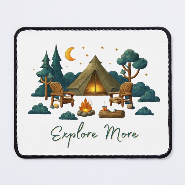 Item preview, Explore More Camping Quote with Night Outdoor Scene Illustration designed and sold by Inkworksbyshery.