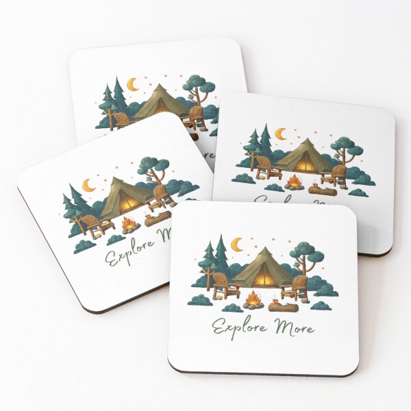 Item preview, Explore More Camping Quote with Night Outdoor Scene Illustration designed and sold by Inkworksbyshery.