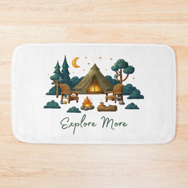 Item preview, Explore More Camping Quote with Night Outdoor Scene Illustration designed and sold by Inkworksbyshery.