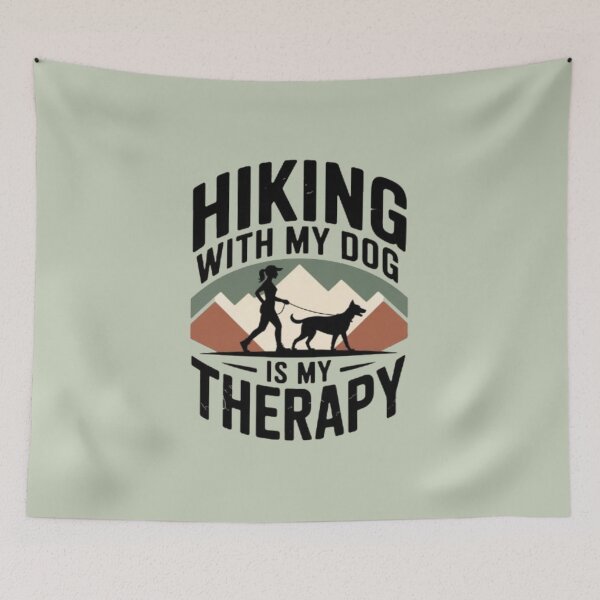 Item preview, Hiking With My Dog Is My Therapy Vintage Outdoor Dog Mom Adventure T‑Shirt designed and sold by Youpiworld.