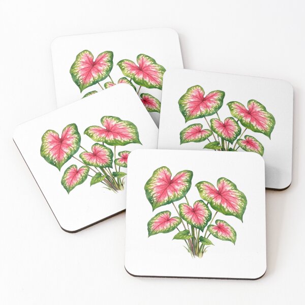Item preview, Watercolor Pink Caladium Plant Leaves designed and sold by silviaol.