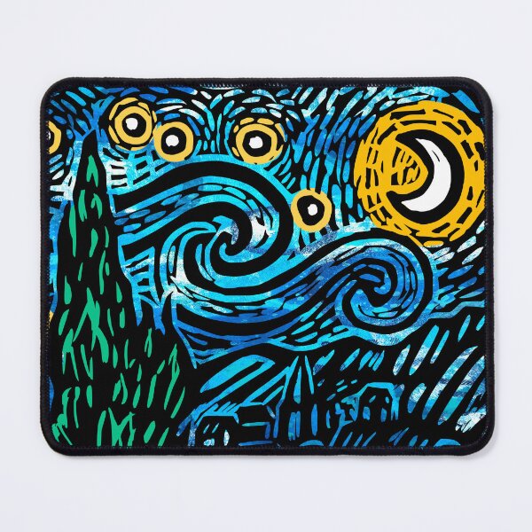 Item preview, Starry night Vincent Van Gogh inspired linoprint designed and sold by petalecho.