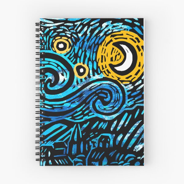 Item preview, Starry night Vincent Van Gogh inspired linoprint designed and sold by petalecho.
