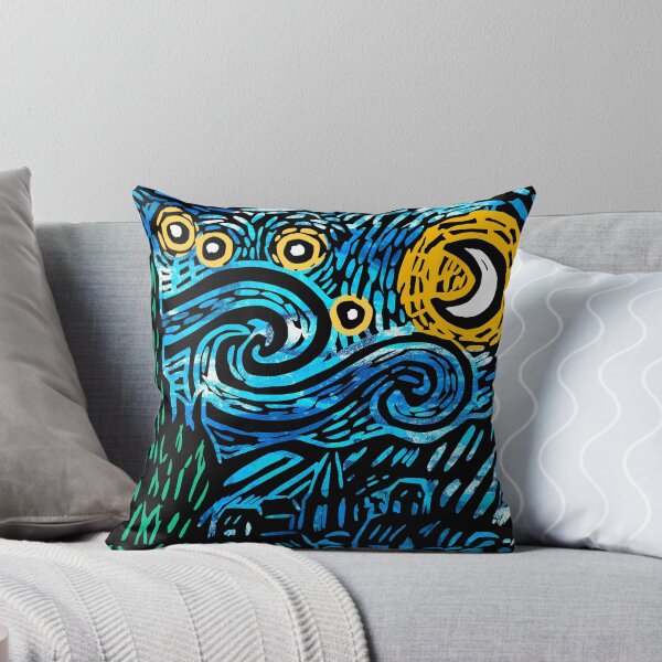 Item preview, Starry night Vincent Van Gogh inspired linoprint designed and sold by petalecho.