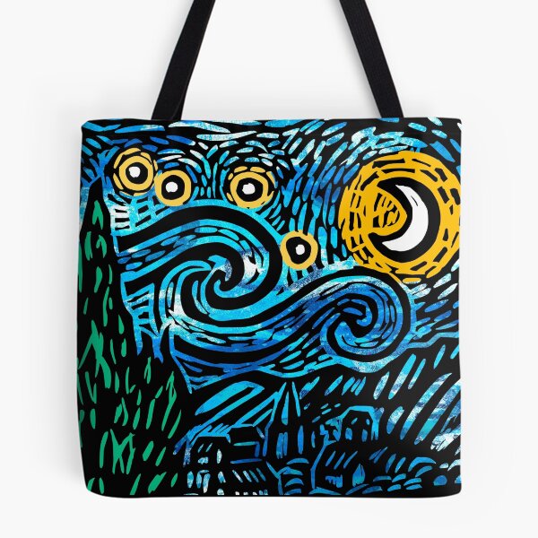 Item preview, Starry night Vincent Van Gogh inspired linoprint designed and sold by petalecho.
