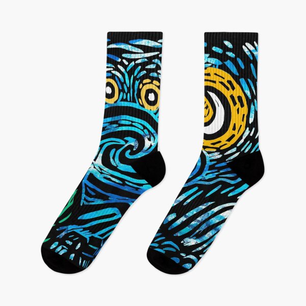 Item preview, Starry night Vincent Van Gogh inspired linoprint designed and sold by petalecho.