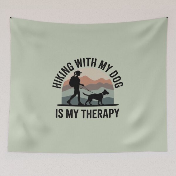 Item preview,  Hiking With My Dog Is My Therapy Vintage Outdoor Dog Mom Adventure T‑Shirt designed and sold by Youpiworld.