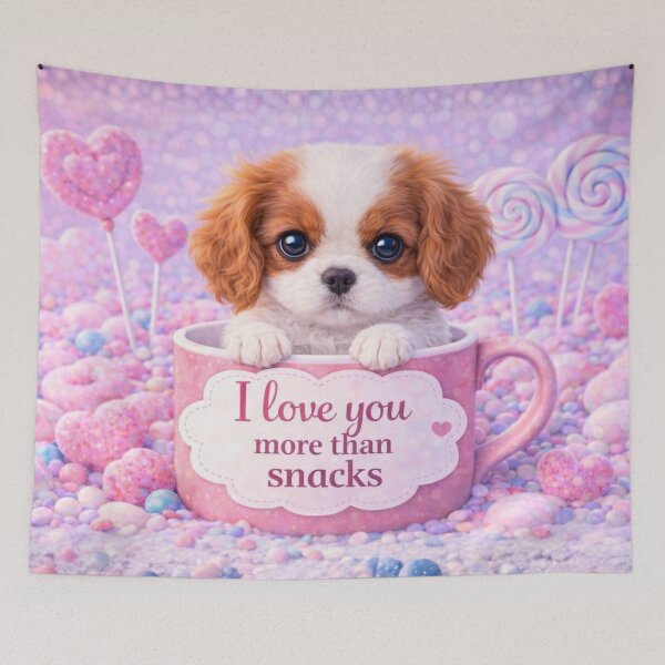 Item preview, Cavalier Spaniel Puppy Loves Snacks designed and sold by GivingJoy.
