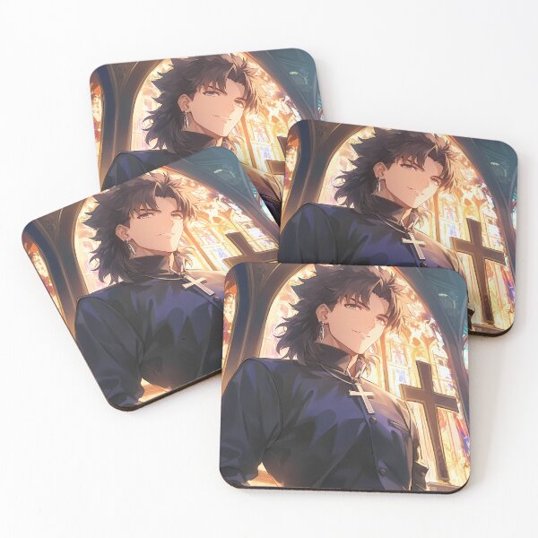 Item preview, Kirei Kotomine fate stay night Cathedral Stainedglass Golden Sunlight designed and sold by mildaclairmo.