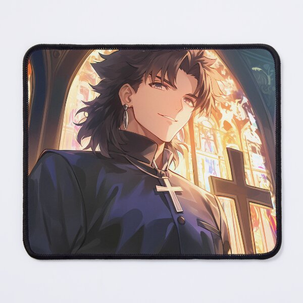 Item preview, Kirei Kotomine fate stay night Cathedral Stainedglass Golden Sunlight designed and sold by mildaclairmo.