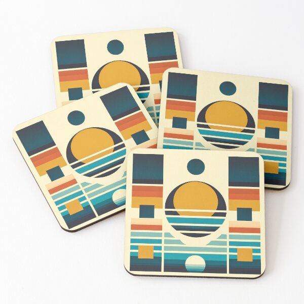 Item preview, Geometric Sunset Shapes in Retro Stripes designed and sold by InkSmithery.
