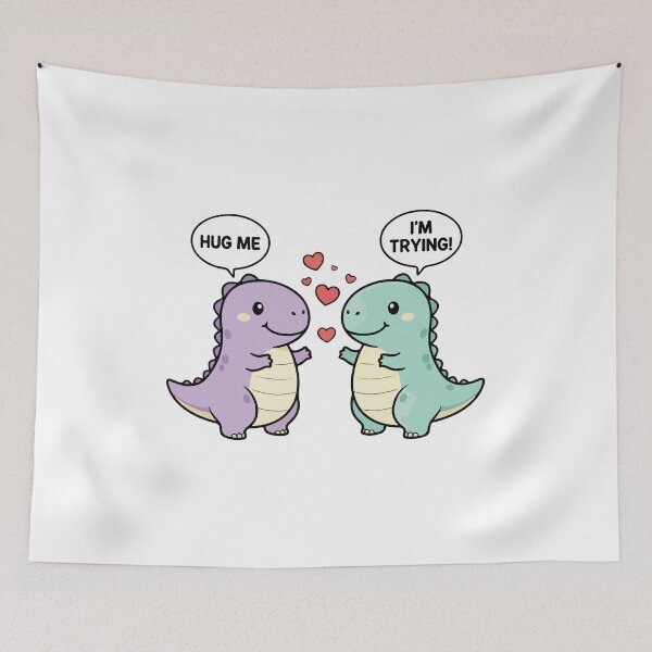 Item preview, Hug Me I'm Trying T-Rex Valentines Day Cute Kawaii Dinosaur designed and sold by Kestovi.