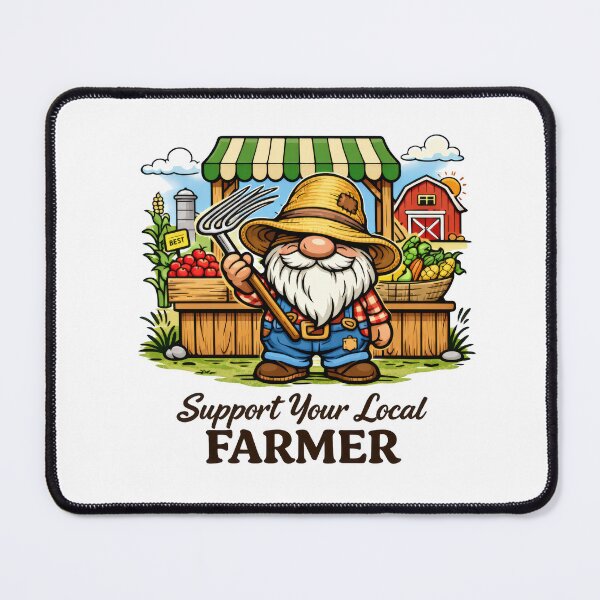 Item preview, Support Your Local Farmer Gnome – Cute Farming Illustration designed and sold by Moriarty's Digital Visions.