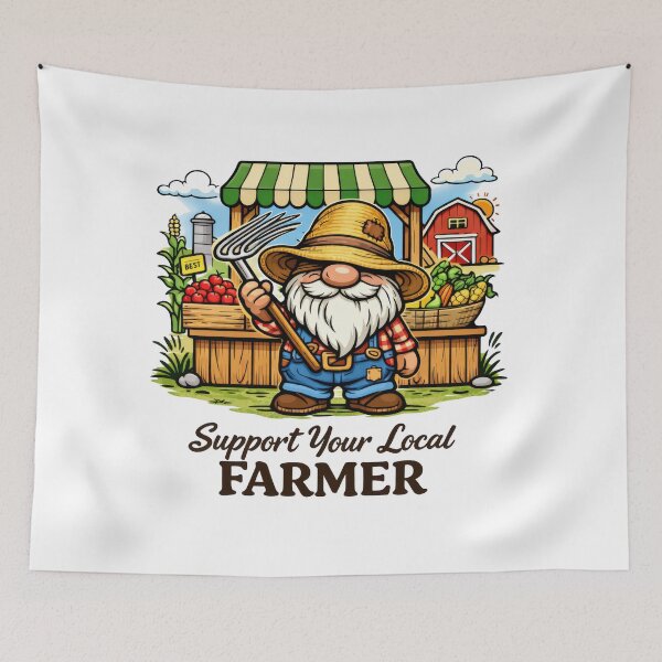 Item preview, Support Your Local Farmer Gnome – Cute Farming Illustration designed and sold by Moriarty's Digital Visions.