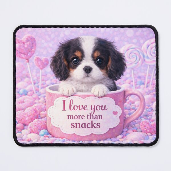 Item preview, Tricolor Cavalier Puppy Loves Snacks designed and sold by GivingJoy.