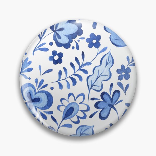 Item preview, Blue floral pattern, botanical style designed and sold by GCE .