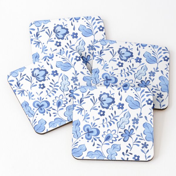 Item preview, Blue floral pattern, botanical style designed and sold by GCE .