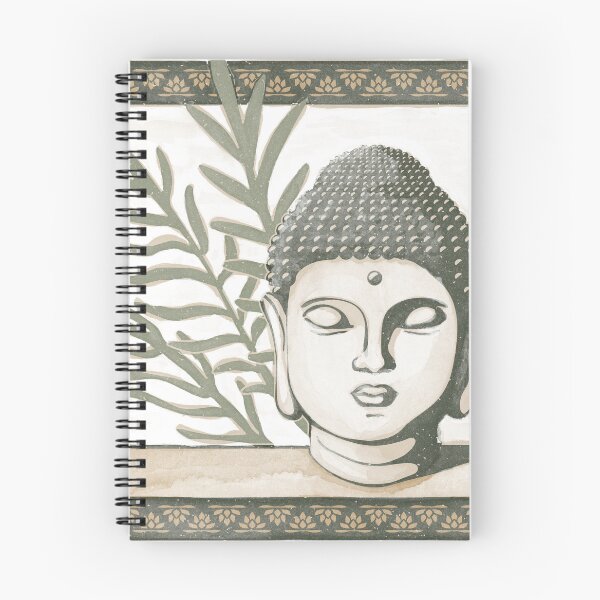 Item preview, Buddha Head Statue with Palm Fronds Watercolor - Pine, Dove, Sage designed and sold by Irene Estelle.