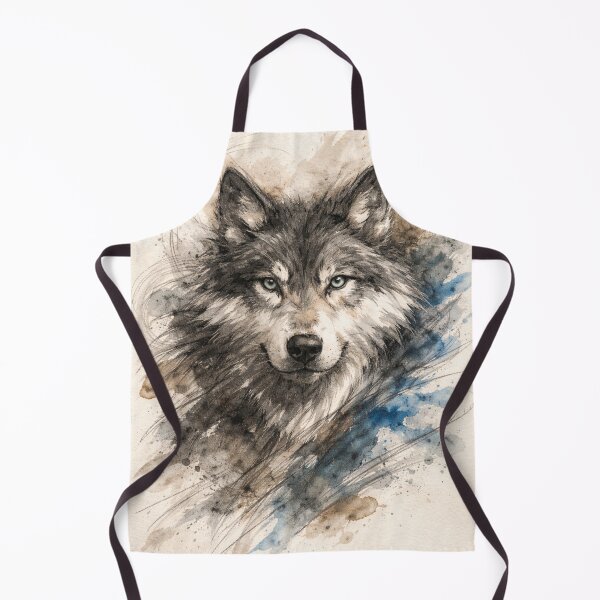 Item preview, Wolf Sketch with Watercolor Waves designed and sold by wavewolfpt.