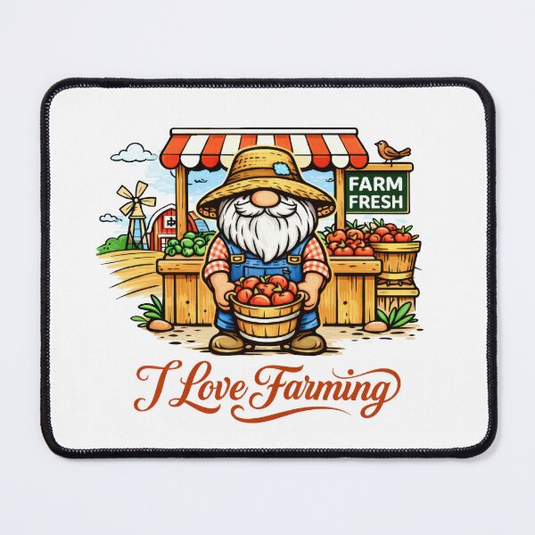 Item preview, Farmer Gnome with Apples – I Love Farming Cute Farm Stand Art designed and sold by Moriarty's Digital Visions.