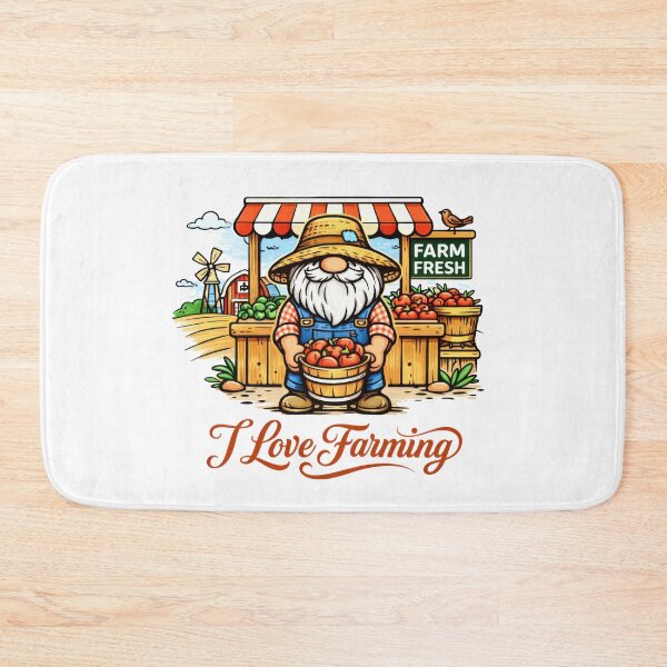 Item preview, Farmer Gnome with Apples – I Love Farming Cute Farm Stand Art designed and sold by Moriarty's Digital Visions.