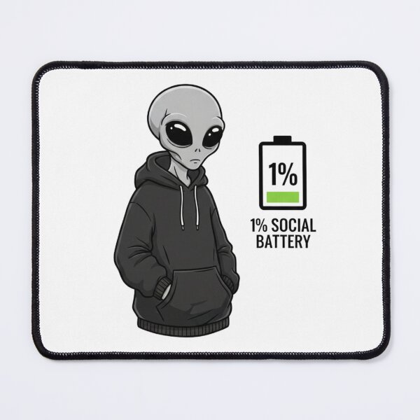 Item preview, Alien Introvert Social Battery 1% designed and sold by NOVALOOMARCH.