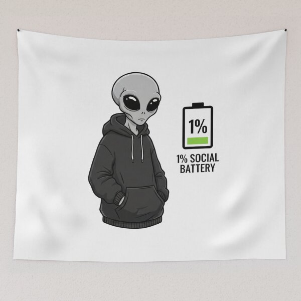 Item preview, Alien Introvert Social Battery 1% designed and sold by NOVALOOMARCH.