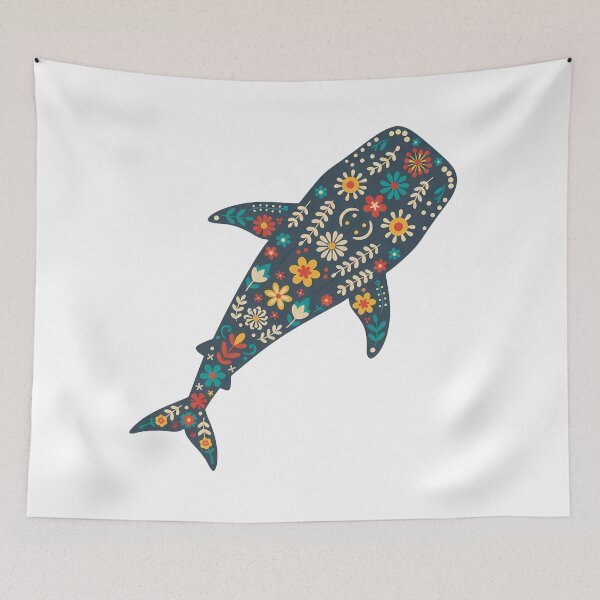 Item preview, Whale Shark in Scandinavian Folk Art Style – Hope for Wildlife by heidiannemorris © designed and sold by FOLK ART FUSION by heidiannemorris.