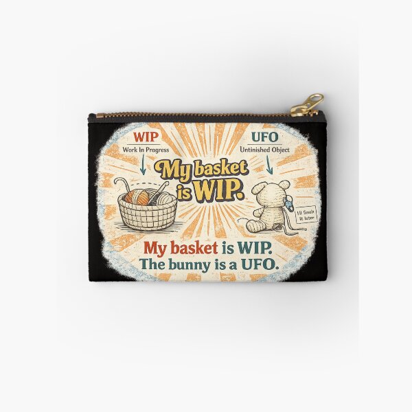 Item preview, My Basket is WIP The Bunny is a UFO – Funny Crochet Easter Retro Design designed and sold by FrameFlow.