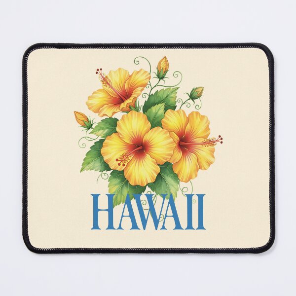 Item preview, Vintage Hawaiian Yellow Hibiscus Tropical Floral Art designed and sold by LinaValearte.