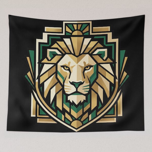 Item preview, Modern Heraldry Lion Crest – Geometric Art Deco Animal Emblem designed and sold by SavinMercantile.