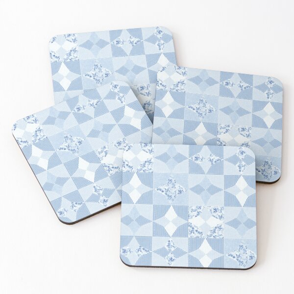 Item preview, Retro Country Chicken Feed Sack Cheater Quilt - Blue & White Gingham designed and sold by LoveAlways-AEP.
