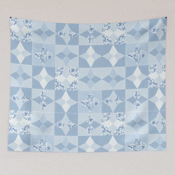 Item preview, Retro Country Chicken Feed Sack Cheater Quilt - Blue & White Gingham designed and sold by LoveAlways-AEP.