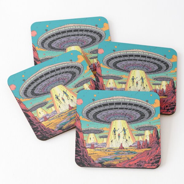 Item preview, Alien Invaders - Retro UFO Abduction Sci-Fi-Space Art designed and sold by Nature's Palette.