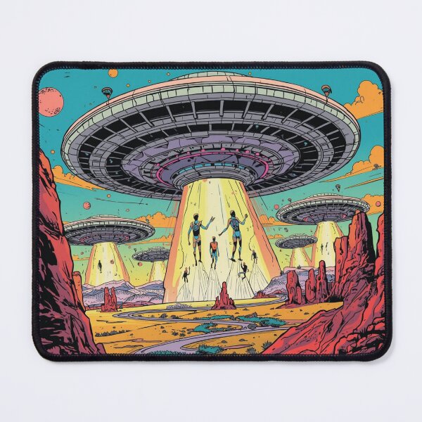 Item preview, Alien Invaders - Retro UFO Abduction Sci-Fi-Space Art designed and sold by Nature's Palette.