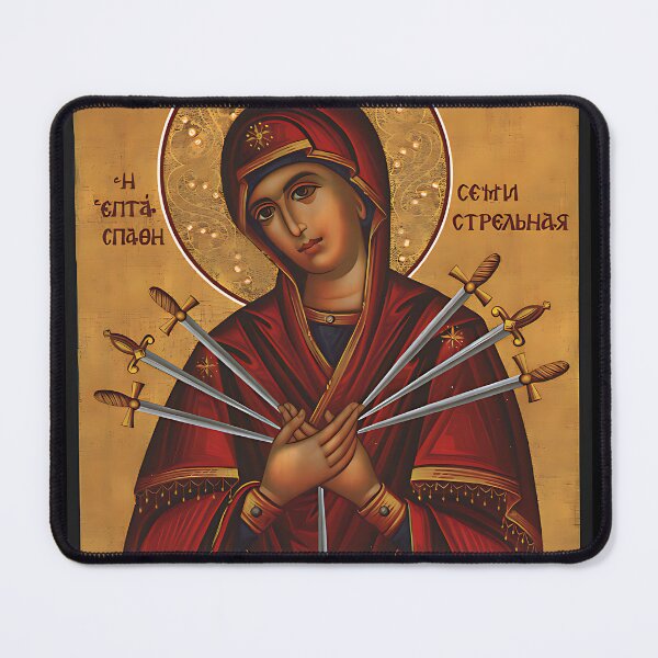 Item preview, Theotokos Virgin Mary of 7 Seven Swords - Greek Orthodox Icon designed and sold by zptees.