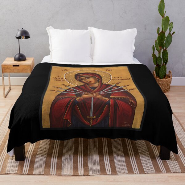 Item preview, Theotokos Virgin Mary of 7 Seven Swords - Greek Orthodox Icon designed and sold by zptees.