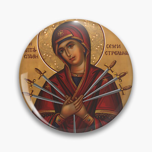 Item preview, Theotokos Virgin Mary of 7 Seven Swords - Greek Orthodox Icon designed and sold by zptees.