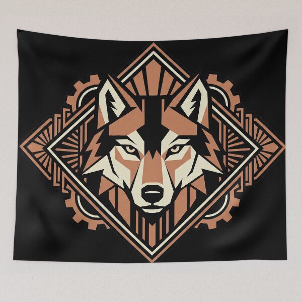 Item preview, Modern Heraldry Wolf Crest – Geometric Art Deco Animal Emblem designed and sold by SavinMercantile.
