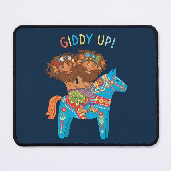 Item preview, Happy Hippie Trolls Riding Dala Horse – Scandinavian Folk Art by heidiannemorris © designed and sold by FOLK ART FUSION by heidiannemorris.