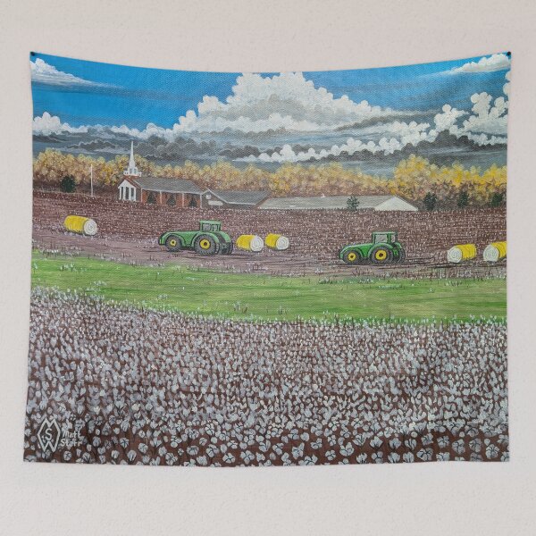 Item preview, Cotton field harvest under cotton ball clouds  designed and sold by Matt Starr Fine Art .