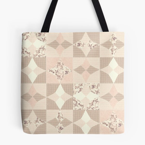 Item preview, Retro Country Chicken Feed Sack Cheater Quilt - Warm Neutrals Cafe Blush Gingham designed and sold by LoveAlways-AEP.