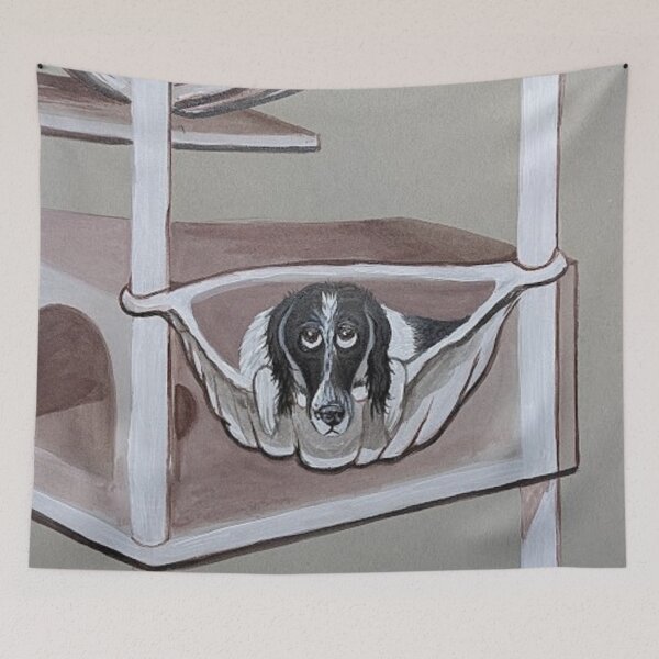 Item preview, Minnie chilling in the cat condo bed  designed and sold by Matt Starr Fine Art .