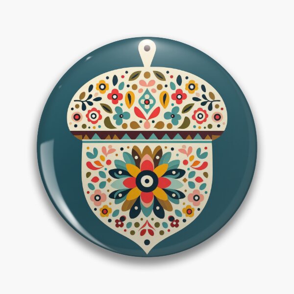 Item preview, Decorative Acorn in Scandinavian Folk Art by heidiannemorris © designed and sold by FOLK ART FUSION.