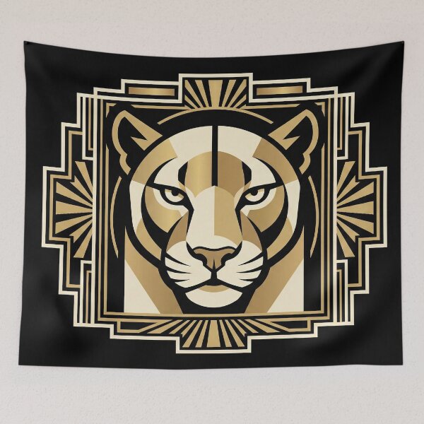 Item preview, Modern Heraldry Panther Crest – Geometric Art Deco Animal Emblem designed and sold by SavinMercantile.