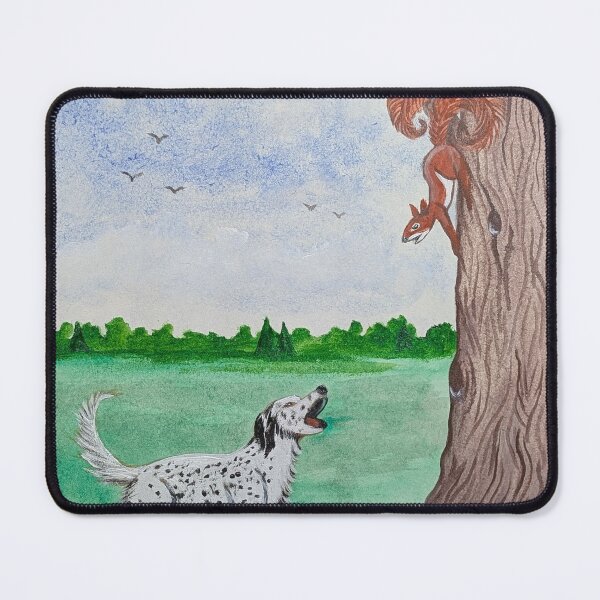 Item preview, Chippy and Missy hurry up the tree to escape from the dog  designed and sold by Matt Starr Fine Art .