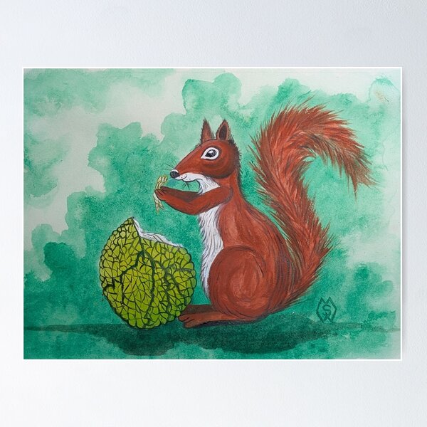 Item preview, Chippy eating a hedgeapple  designed and sold by Matt Starr Fine Art .