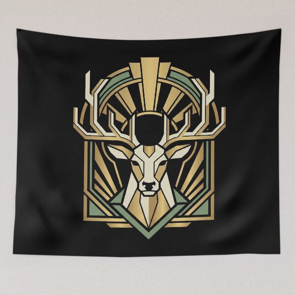 Item preview, Modern Heraldry Stag Crest – Geometric Art Deco Animal Emblem designed and sold by SavinMercantile.