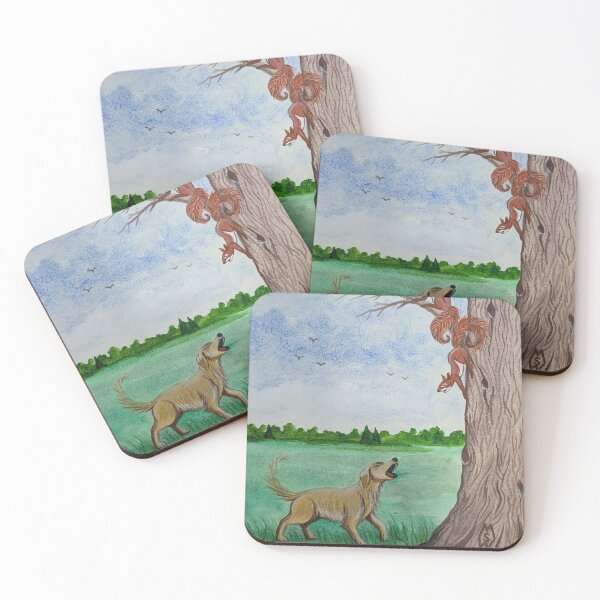 Item preview, Squirrels hurry up a tree to escape from a dog  designed and sold by Matt Starr Fine Art .